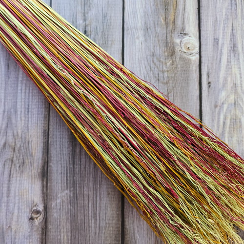 26" Hand Painted Besom Broom Yellow and Pink